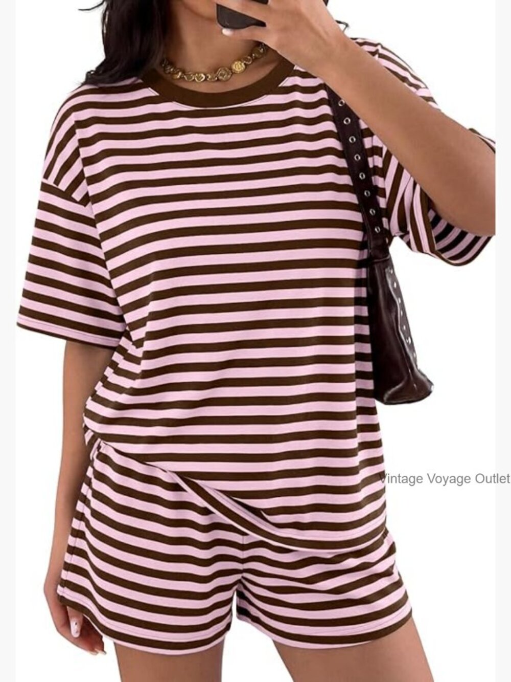 Women's 2 Piece Lounge Set - Oversized Tee and Shorts Co-ord